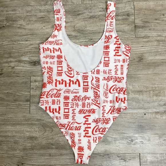 Coca Cola Women’s White with Red Logo Print Bodysuit &/or Swimsuit - Picture 3 of 4